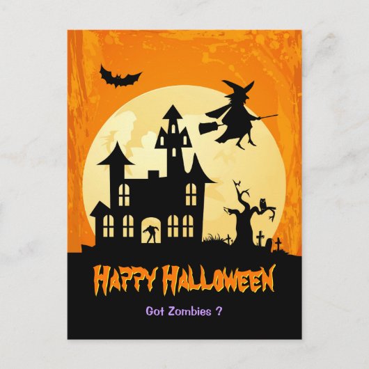 Mondschein-Spuk Haus im Graveyard - Halloween Postkarte (Vorderseite)