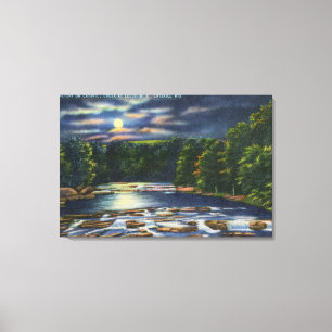 Mondschein-Szene auf Catskill Nebenfluss Leinwanddruck