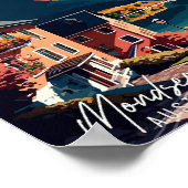 Mondsee Austria Vintage Art Illustration Poster (Ecke)