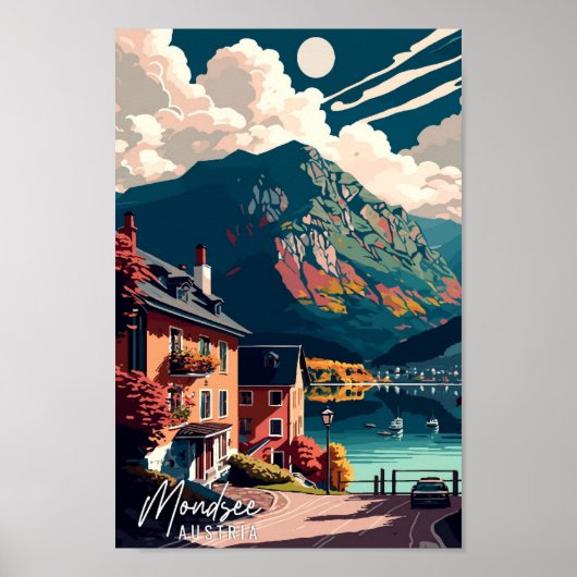 Mondsee Austria Vintage Art Illustration Poster (Vorne)
