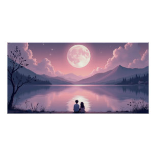 Mondsee romantische Nacht Valentinstag Poster