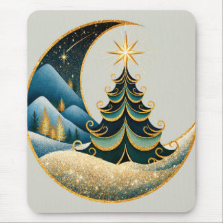 Mondsichel-Gold-Winter-Weihnachtswunderland Mousepad