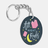 Mondstars und rosa Bücher - die ganze Nacht hindur Schlüsselanhänger (Vorderseite links)