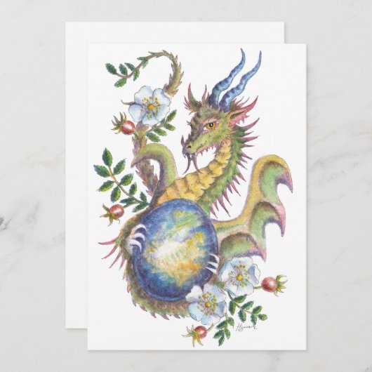 Mondstein-u. Rosen-Drache - leere Karte (Vorne/Hinten)