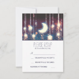 Mondsterne und Lichterfolge Hochzeit-RSVP-Karten RSVP Karte