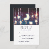Mondsterne und Lichterfolge Hochzeit-RSVP-Karten RSVP Karte (Vorne/Hinten)