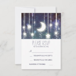 Mondsterne und Lichterfolge Hochzeit-RSVP-Karten RSVP Karte