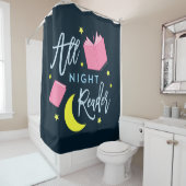 Mondsterne und rosa Bücher für die ganze Nacht Duschvorhang (Beispiel)