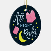 Mondsterne und rosa Bücher für die ganze Nacht Keramik Ornament (Rechts)