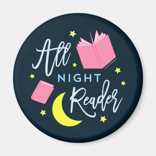 Mondsterne und rosa Bücher für die ganze Nacht Magnet (Vorne)