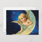 Mondstrahl - Engel- und MondCollage Postkarte (Vorne/Hinten)