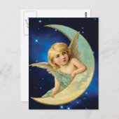 Mondstrahl - Engel- und MondCollage Postkarte (Vorne/Hinten)
