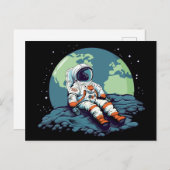 Mondtag, Astronaut auf dem Mond Postkarte (Vorne/Hinten)