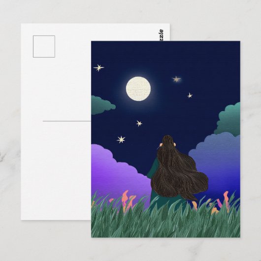 Mondträumer-Mädchen-Postkarte Postkarte (Vorne/Hinten)