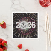 Monduhr und Feuerwerk 2026 Silvester Serviette (Beispiel)