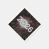Monduhr und Feuerwerk 2026 Silvester Serviette (Ecke)