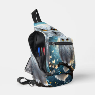 Mondwache: Die Weiße Schneeeule Crossbody Bag