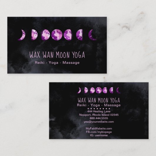 *~* Mondwachs Wan Full Violet Lila Mondphasen Visitenkarte (Vorne/Hinten)