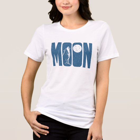 Mondwolf-Halloween-Linolschnitt-Design Tri-Blend Shirt (Vorderseite)
