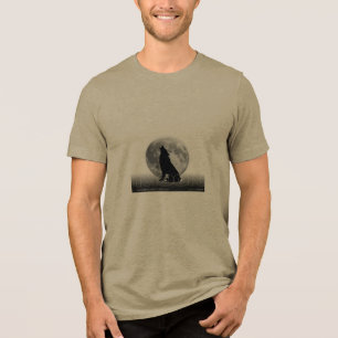 Mondwolf-T-Shirt – Mystische Vollmondnacht-Wolf Tri-Blend Shirt