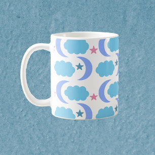 Mondwolken und Sterne Blau Lila Kaffeetasse