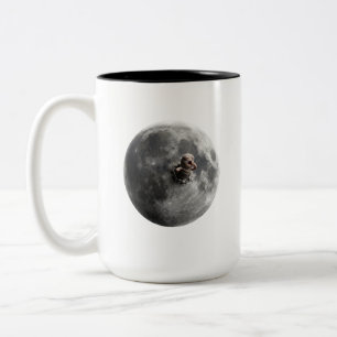 Mondwurm Surreal Vollmond Weltraum Kunst Zweifarbige Tasse
