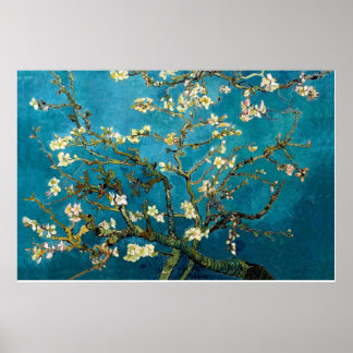 Mondzweige in Blaufophrendruck Poster