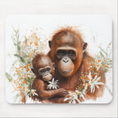 Moneky und Baby Watercolor Mousepad (Vorne)