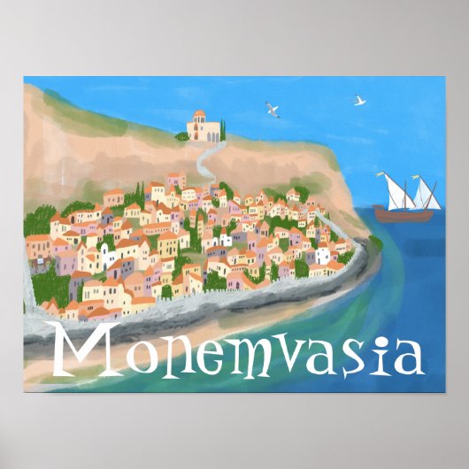MONEMVASIA GRIECHENLAND Insel Kunst, Dichtung und  Poster (Vorne)