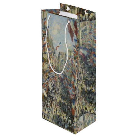 Monet 1878 Rue Montorgueil in Paris Geschenktüte Für Weinflaschen (Rückseite Schrägansicht)
