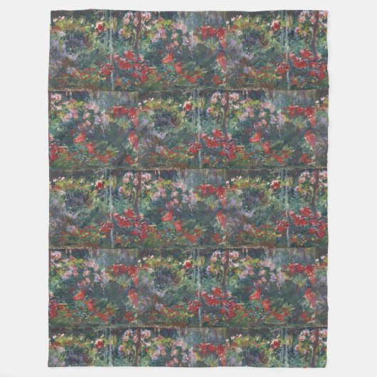 Monet 1887 Vintag Peony Garden Fleecedecke (Vorderseite)