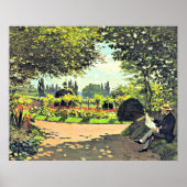 Monet - Adolphe Monet Lesen im Garten Poster (Vorne)