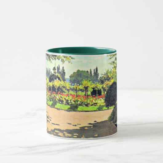 Monet - Adolphe Monet Lesen im Garten Tasse (Zentrum)