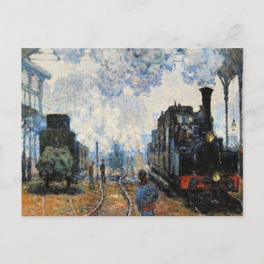 Monet - Ankunft des Zuges der Normandie, Postkarte (Vorderseite)