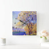 Monet - Antibes aus den Salis Gardens gesehen, Quadratische Wanduhr (Zuhause)
