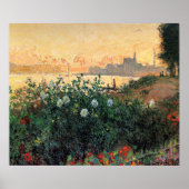 Monet - Argenteuil, Blumen am Flussufer Poster (Vorne)