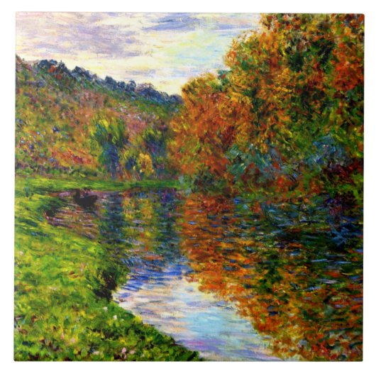 Monet - Arm des Jeufosse, Herbst, Fliese (Vorderseite)