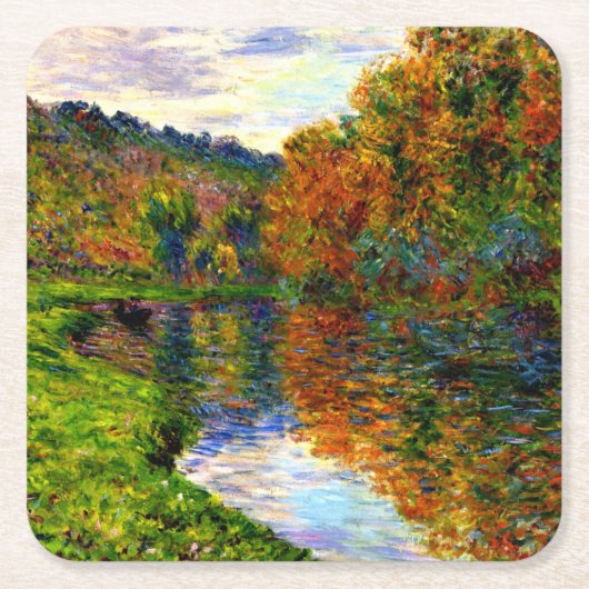 Monet - Arm des Jeufosse, Herbst, Rechteckiger Pappuntersetzer (Vorderseite)