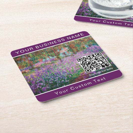 Monet - Artist's Garden at Giverny - QR Code Rechteckiger Pappuntersetzer (angewinkelt)
