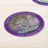Monet - Artist's Garden at Giverny - QR Code Runder Pappuntersetzer (Angewinkelt)