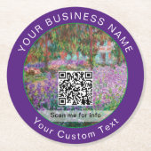 Monet - Artist's Garden at Giverny - QR Code Runder Pappuntersetzer (Vorderseite)