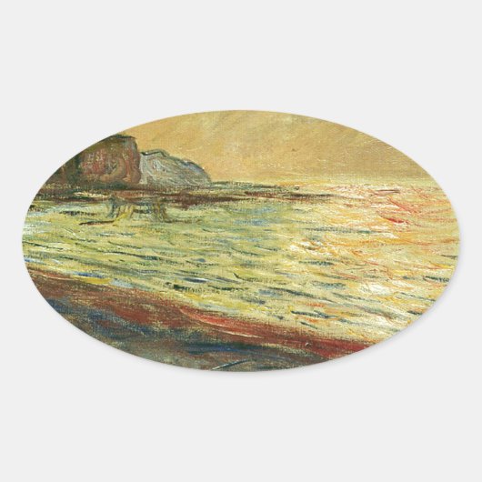 Monet Beach in Pourville Ovaler Aufkleber (Vorderseite)