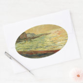 Monet Beach in Pourville Ovaler Aufkleber (Umschlag)