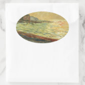 Monet Beach in Pourville Ovaler Aufkleber (Tasche)