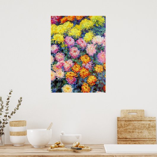 Monet - Bett von Chrysanthemas, Poster (Küche)
