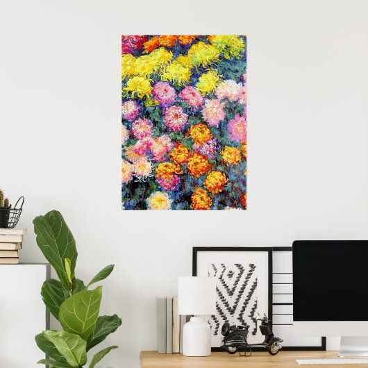 Monet - Bett von Chrysanthemas, Poster (Heimbüro)