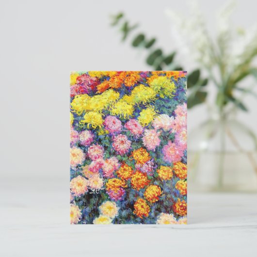 Monet, Bett von Chrysanthemas, Postkarte (Stehend Vorderseite)