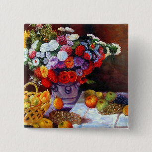 Monet Blume und Obst Button