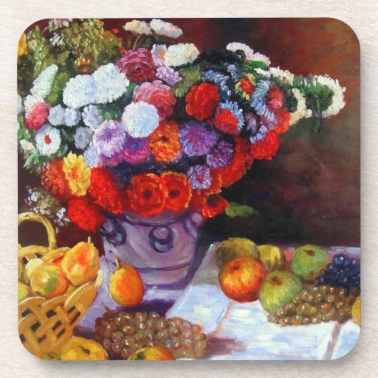 Monet Blume und Obst Getränkeuntersetzer (Vorderseite)