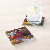 Monet Blume und Obst Glasuntersetzer (Schrägansicht)